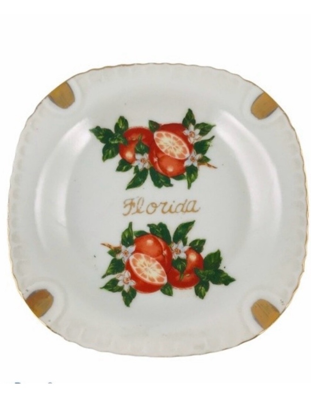 Vintage Florida Oranges Souvenir Ashtray Trinket Dish MCM Retro Nostalgia Rare